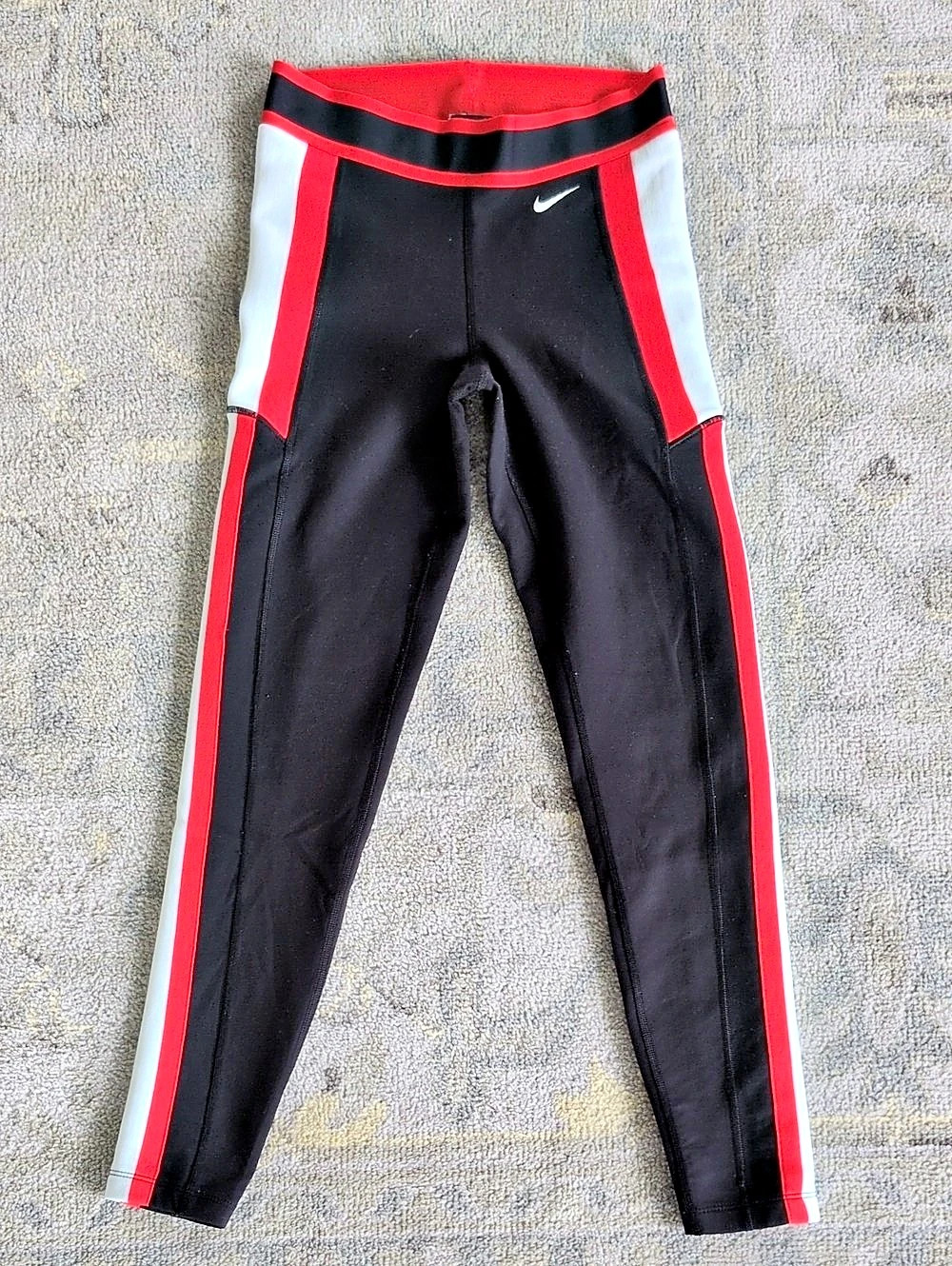 Nike Pro Dri-FIT Colorblock Leggings Black & Red Medium